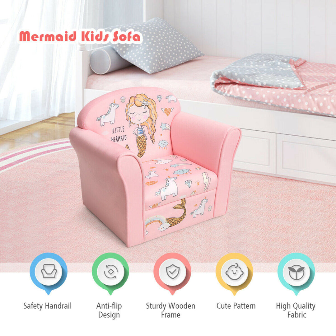 Kids Mermaid Sofa Children Armrest Couch Upholstered Chair Toddler Furniture Image 7