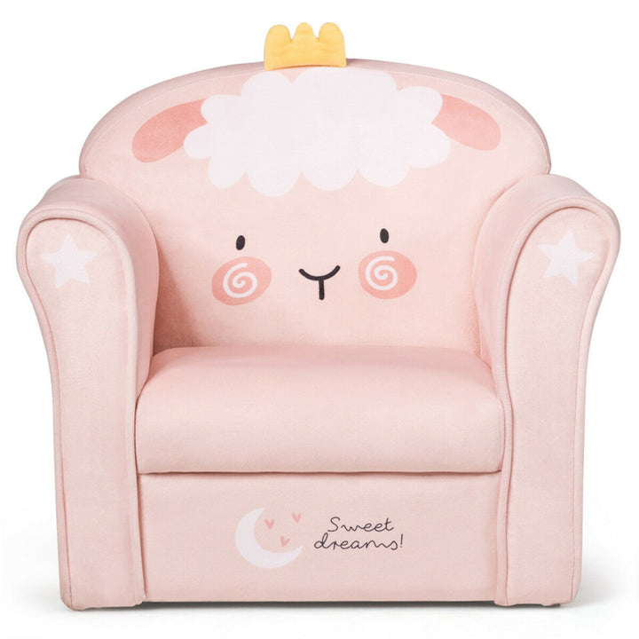 Kids Lamb Sofa Children Armrest Couch Upholstered Chair Toddler Furniture Gift Image 1