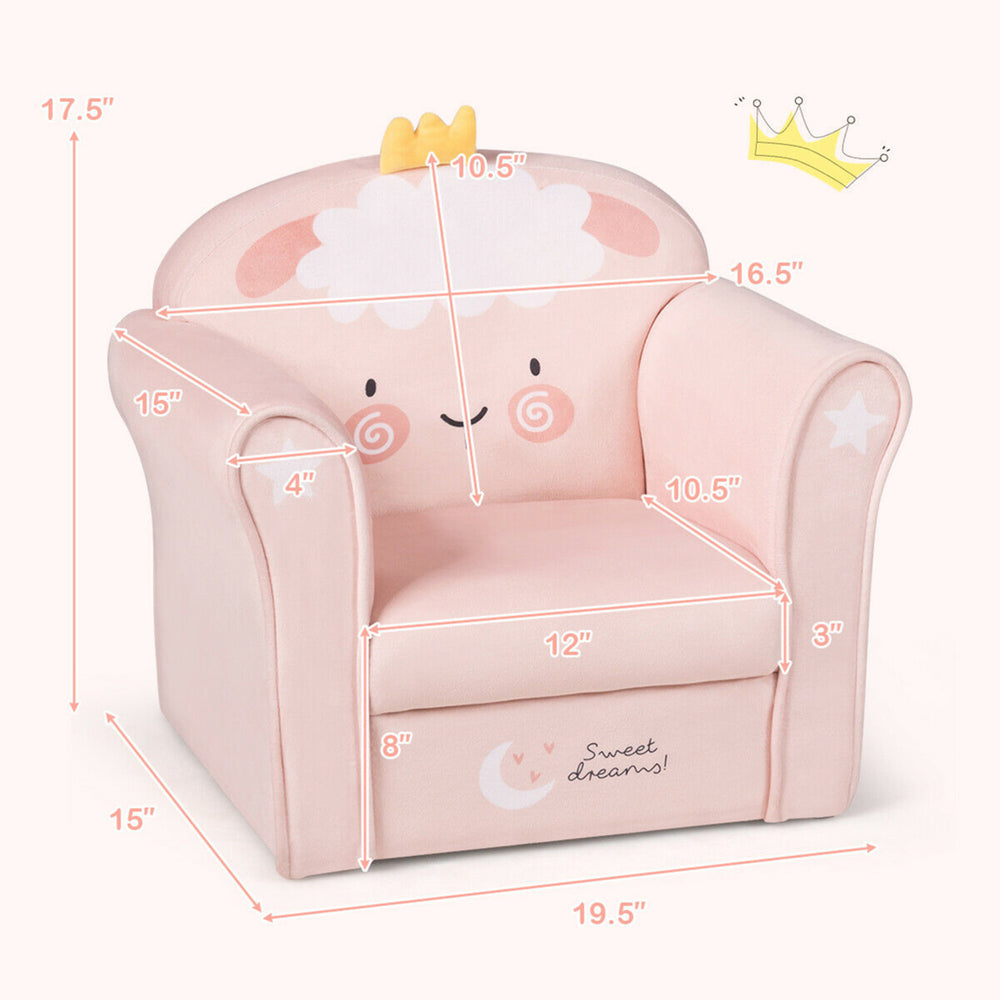 Kids Lamb Sofa Children Armrest Couch Upholstered Chair Toddler Furniture Gift Image 2