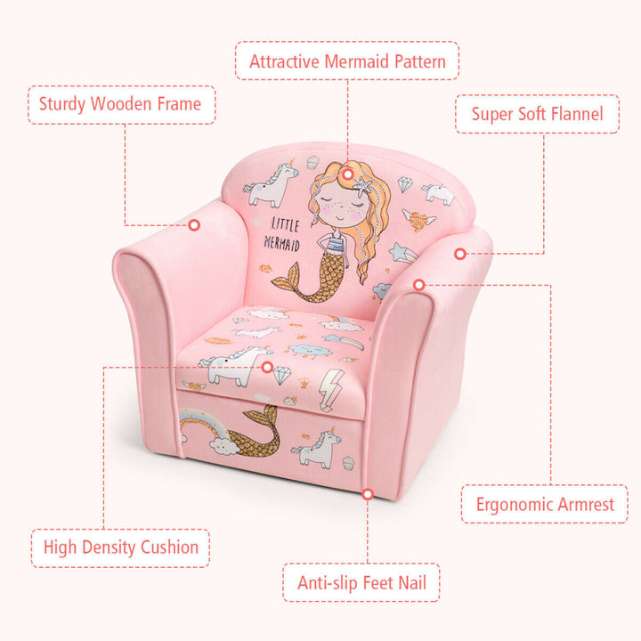 Kids Mermaid Sofa Children Armrest Couch Upholstered Chair Toddler Furniture Image 8