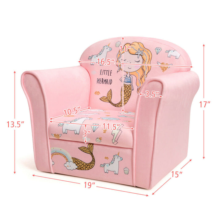 Kids Mermaid Sofa Children Armrest Couch Upholstered Chair Toddler Furniture Image 10