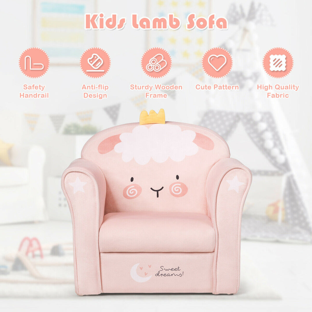 Kids Lamb Sofa Children Armrest Couch Upholstered Chair Toddler Furniture Gift Image 6