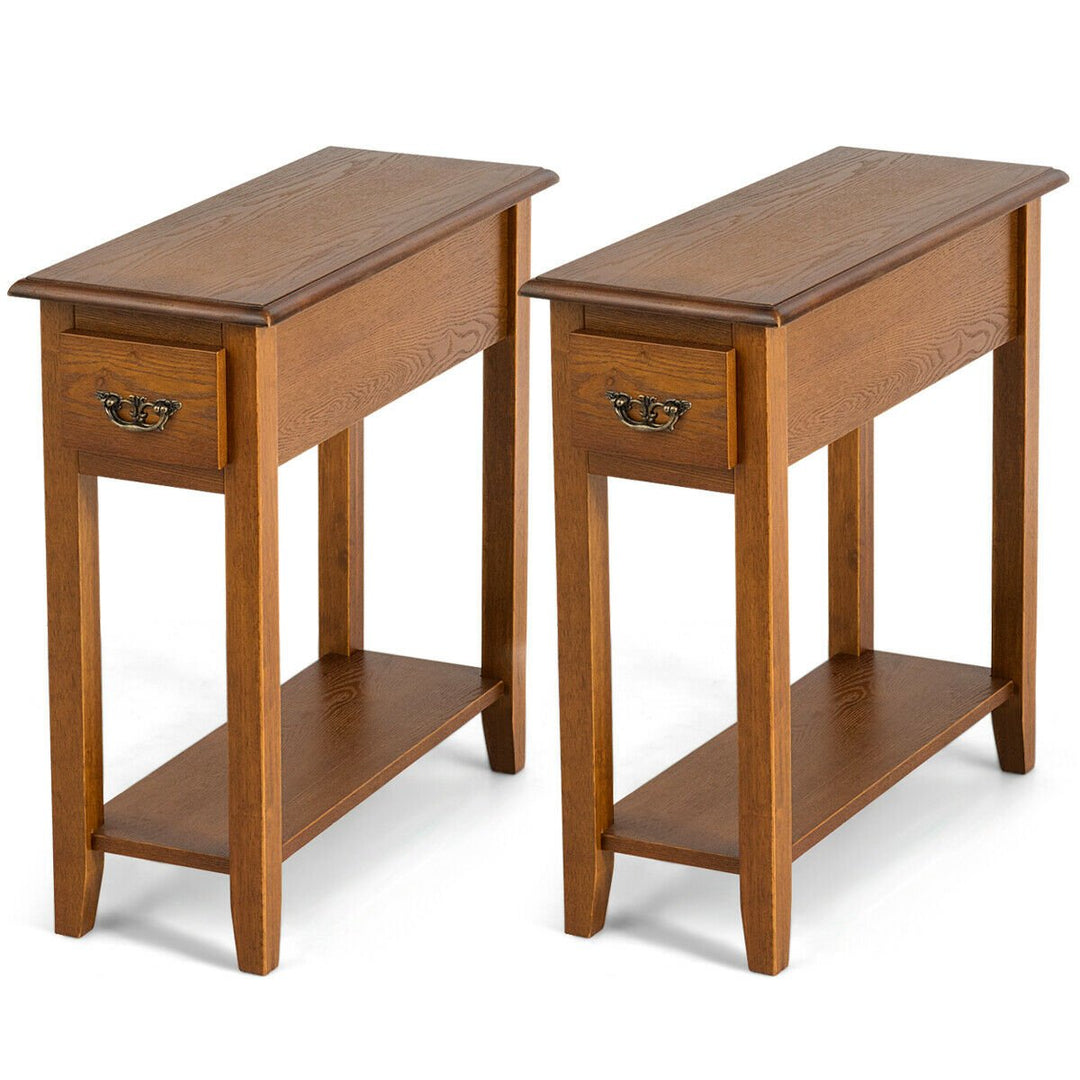 Set of 2 End Table Bedside Sofa End Table Narrow Nightstand Image 2