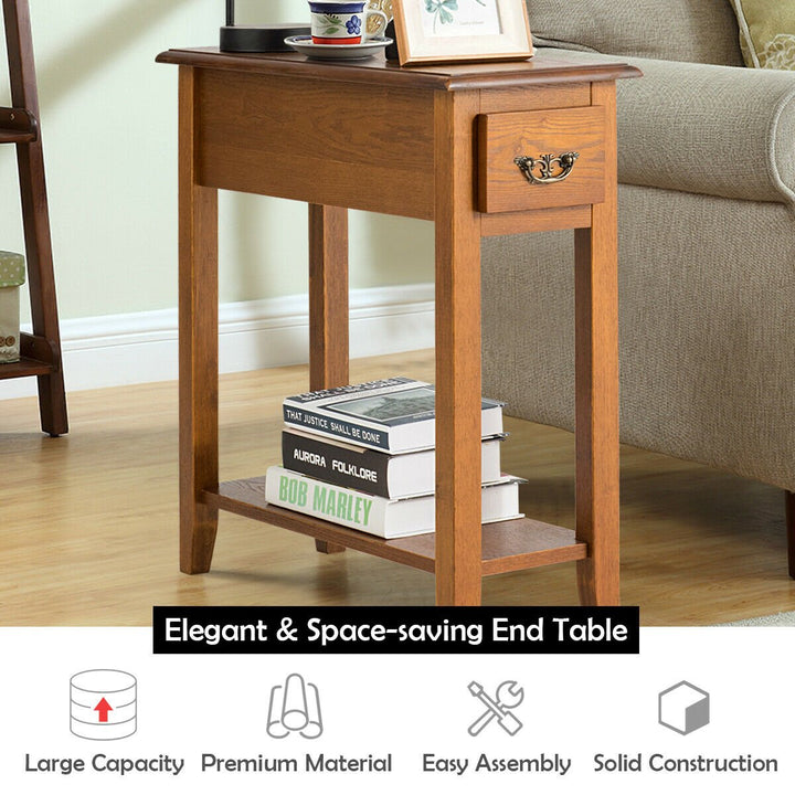 Set of 2 End Table Bedside Sofa End Table Narrow Nightstand Image 5