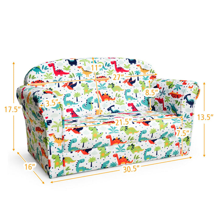 Double Kids Dinosaur Sofa Children Armrest Couch Upholstered Chair Furniture Image 10