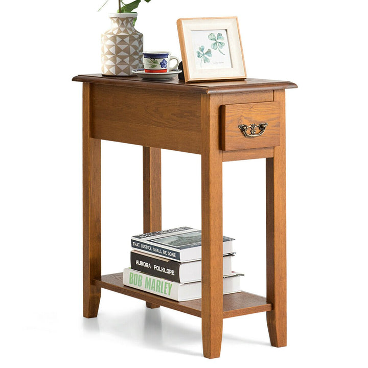 End Table Bedside Sofa End Table Narrow Nightstand w/Drawer Image 1