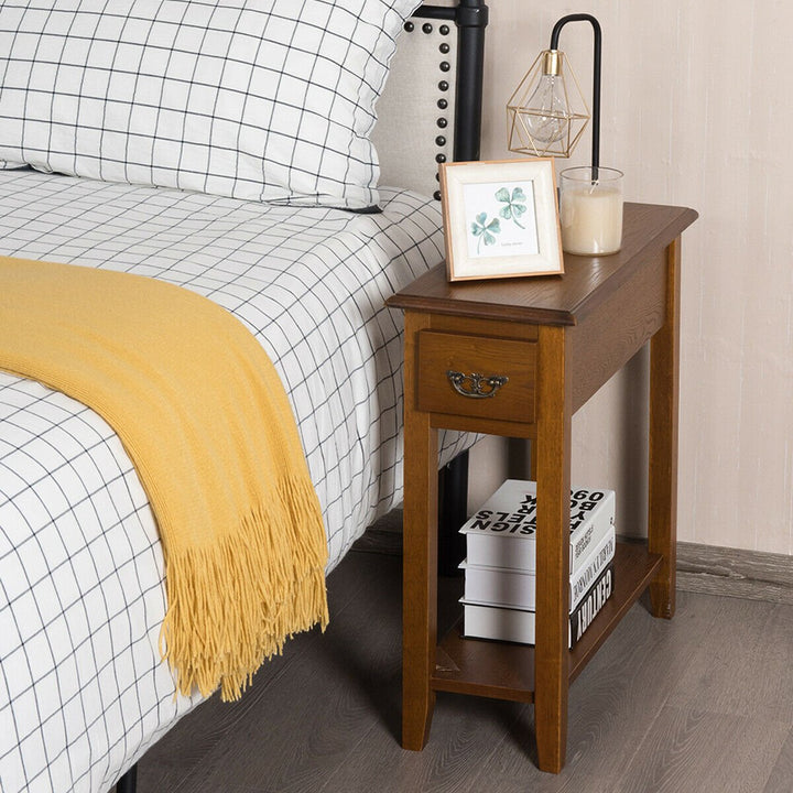 End Table Bedside Sofa End Table Narrow Nightstand w/Drawer Image 3