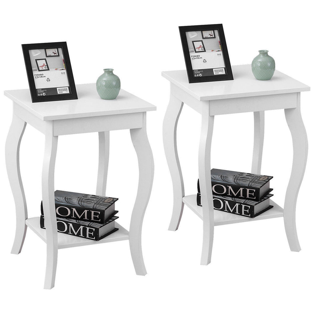 Set of 2 Accent Side Table Sofa End Table Nigh stand Coffee Table w/ Shelf Image 1