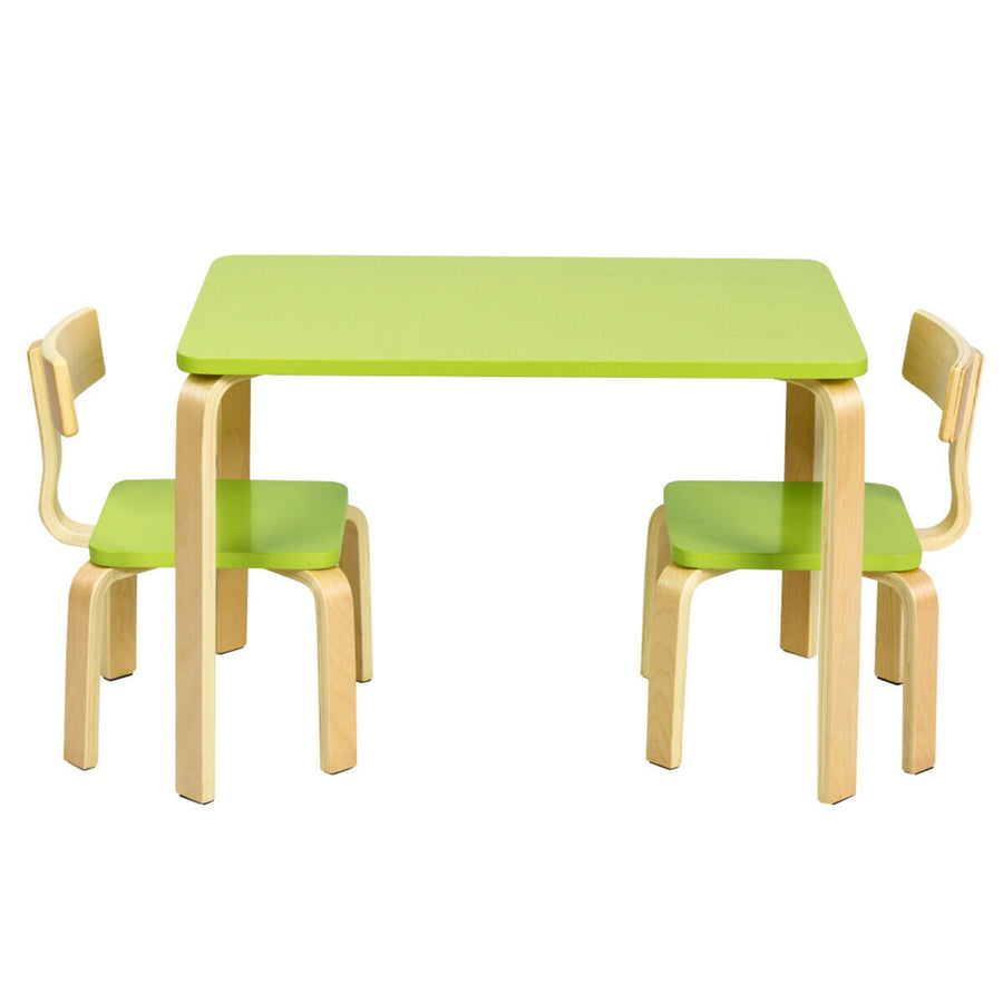 3 Piece Kids Wooden Table and 2 Chairs Set Children Art Activity Desk Furniture Image 1