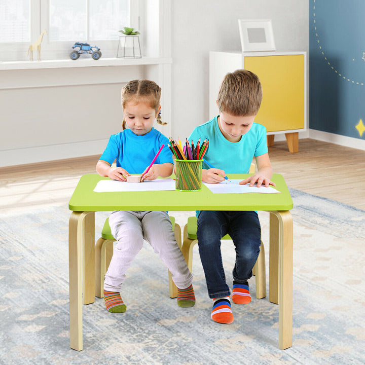 3 Piece Kids Wooden Table and 2 Chairs Set Children Art Activity Desk Furniture Image 4