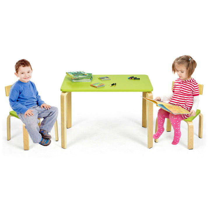 3 Piece Kids Wooden Table and 2 Chairs Set Children Art Activity Desk Furniture Image 5