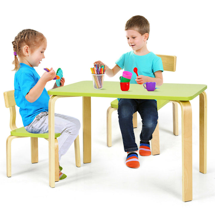 3 Piece Kids Wooden Table and 2 Chairs Set Children Art Activity Desk Furniture Image 6