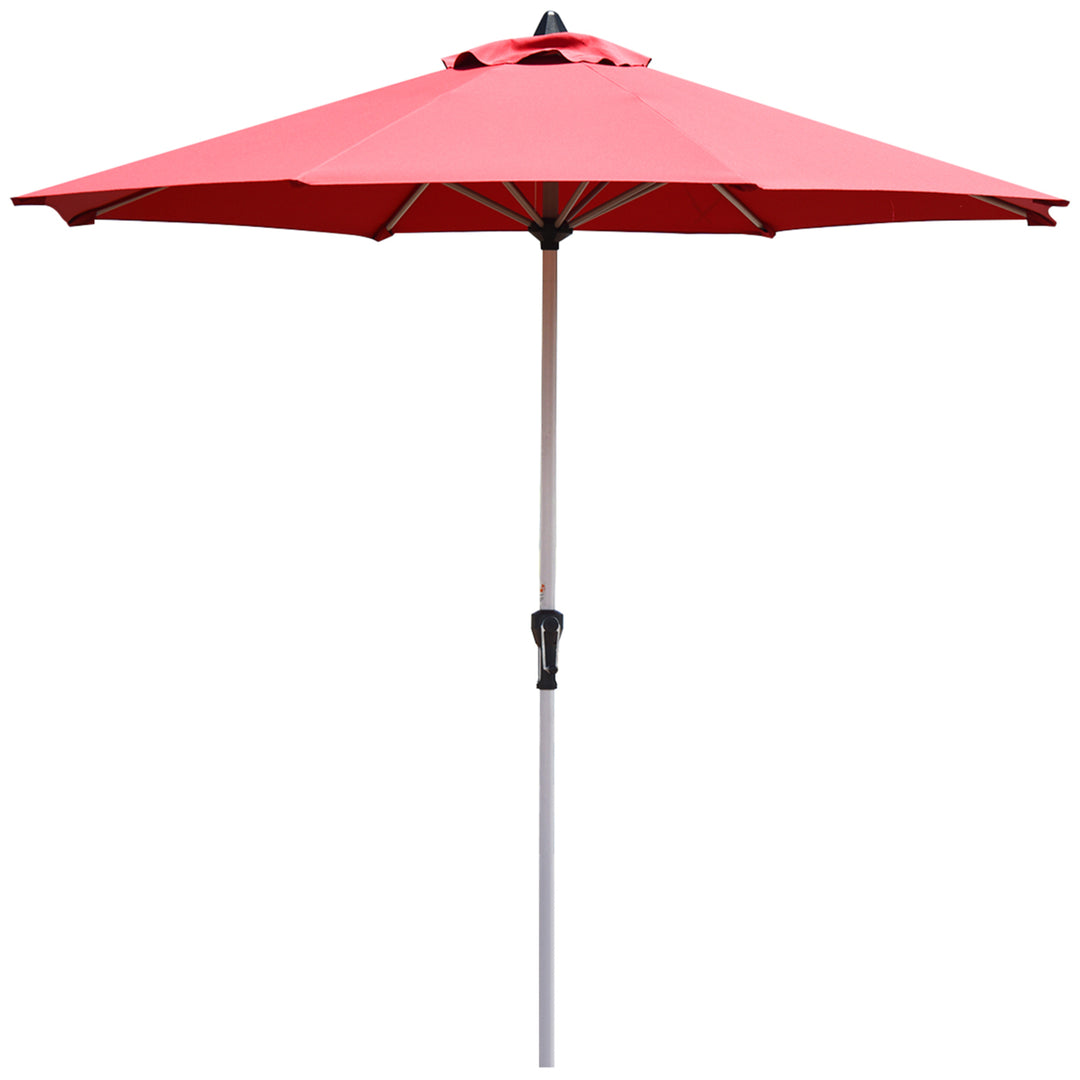 9Ft Patio Outdoor Umbrella Market Table Umbrella w/ Crank 8 Ribs Burgundy Image 4