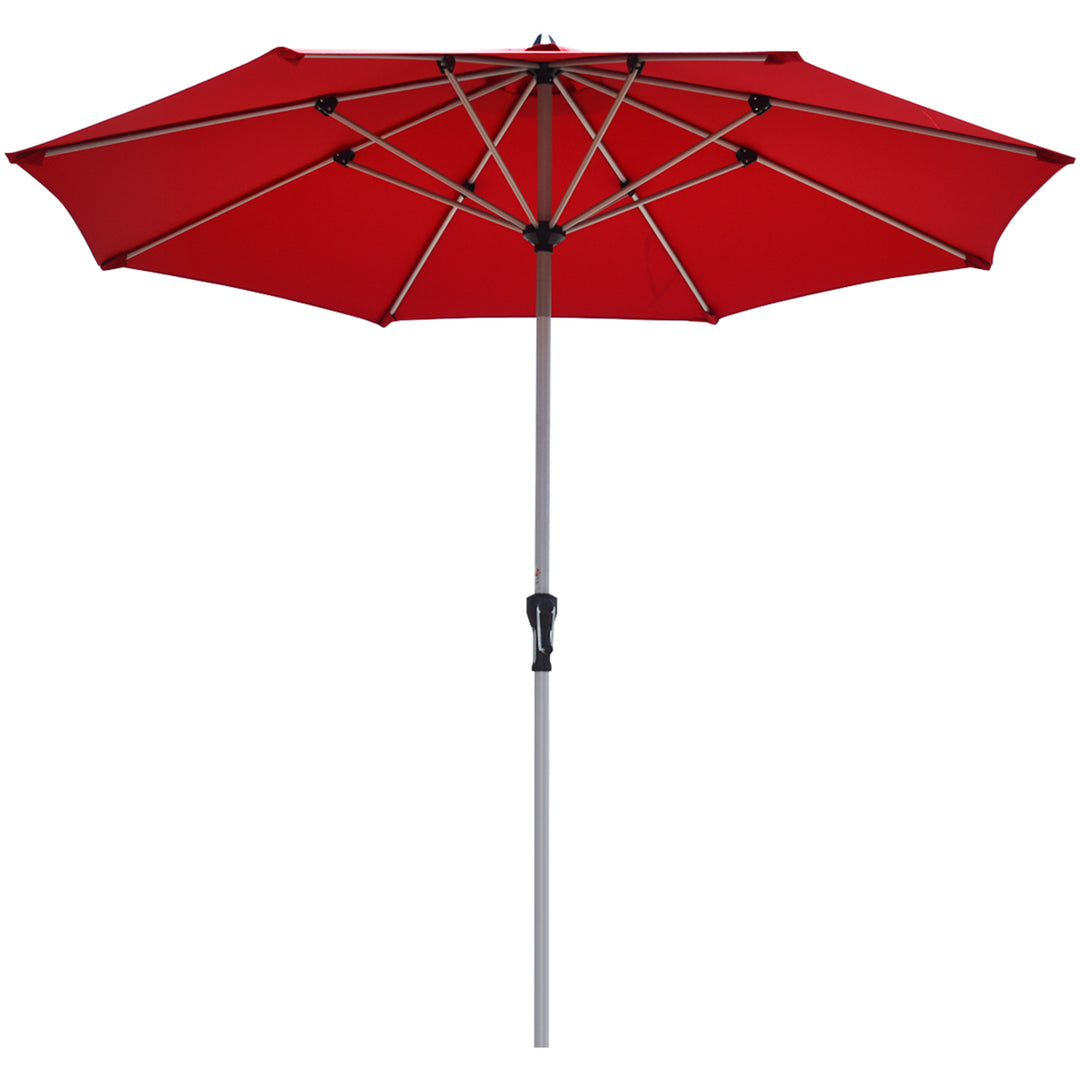 9Ft Patio Outdoor Umbrella Market Table Umbrella w/ Crank 8 Ribs Burgundy Image 5