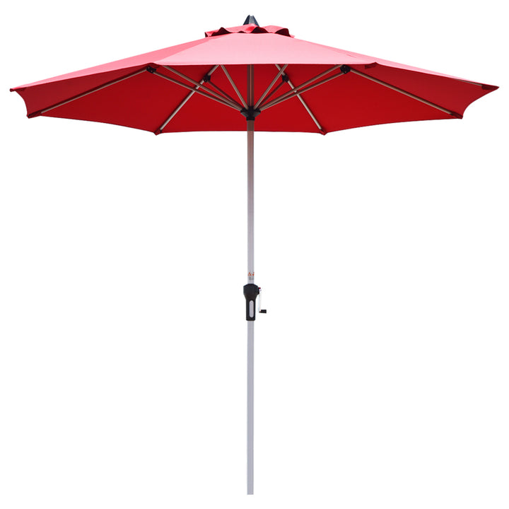 9Ft Patio Outdoor Umbrella Market Table Umbrella w/ Crank 8 Ribs Burgundy Image 6