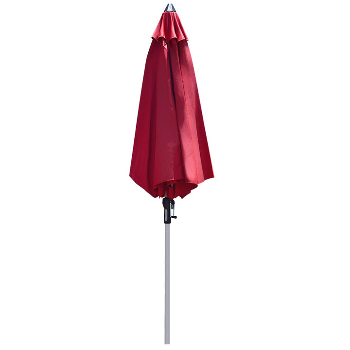 9Ft Patio Outdoor Umbrella Market Table Umbrella w/ Crank 8 Ribs Burgundy Image 7