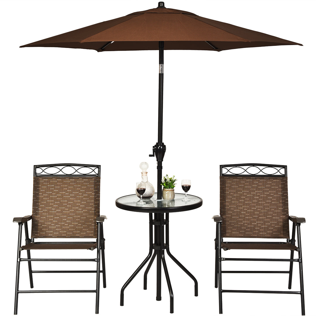 3PCS Bistro Set Conversation Set Pub Patio Outdoor w/ Folding Chairs Table Image 6