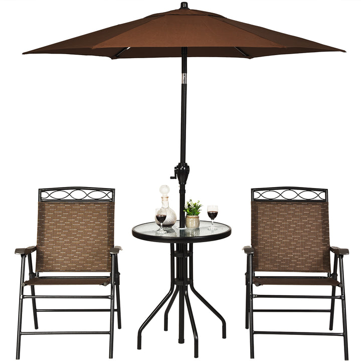 3PCS Bistro Set Conversation Set Pub Patio Outdoor w/ Folding Chairs Table Image 6