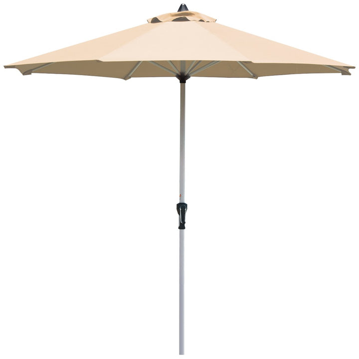 9Ft Patio Outdoor Umbrella Market Table Umbrella w/ Crank 8 Ribs Beige Image 4