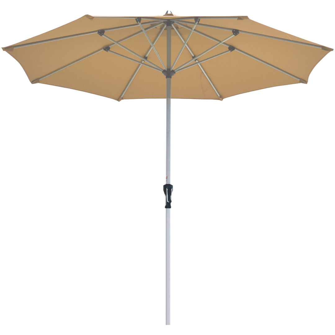 9Ft Patio Outdoor Umbrella Market Table Umbrella w/ Crank 8 Ribs Beige Image 5