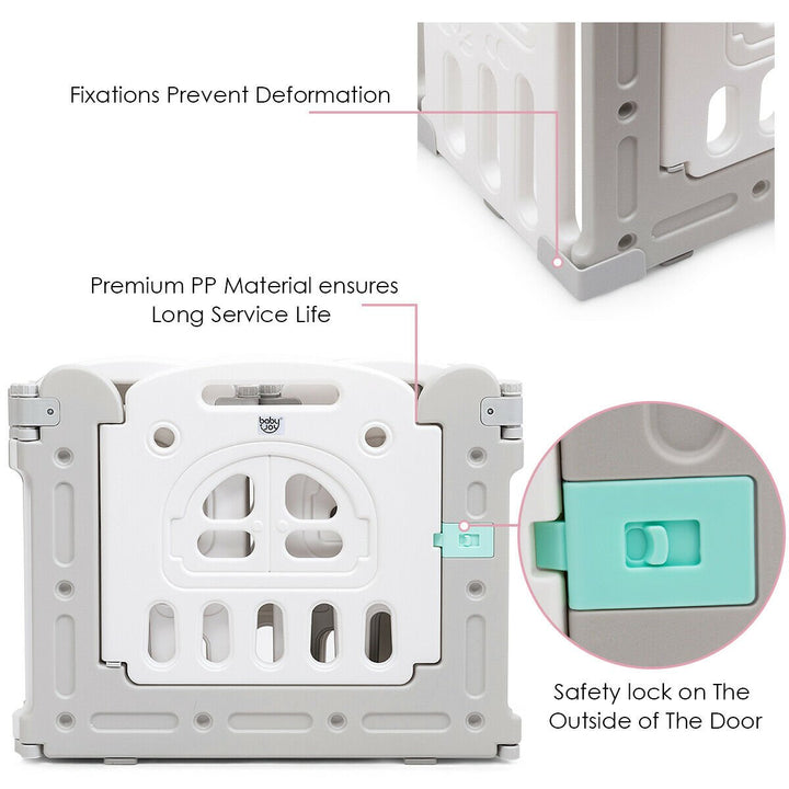 10-Panel Foldable Baby Playpen Kids Activity Centre w/ Tray Table and Desk Image 9