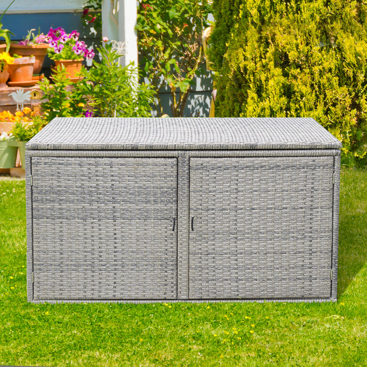 88 Gallon Rattan Storage Box Outdoor Patio Container Seat w/ Shelf Door Image 5