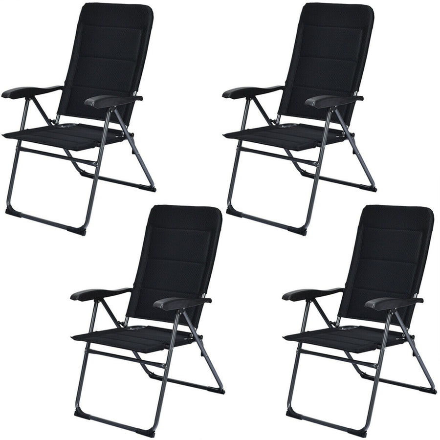 4PCS Patio Folding Chairs Back Adjustable Reclining Padded Garden Furniture Image 1