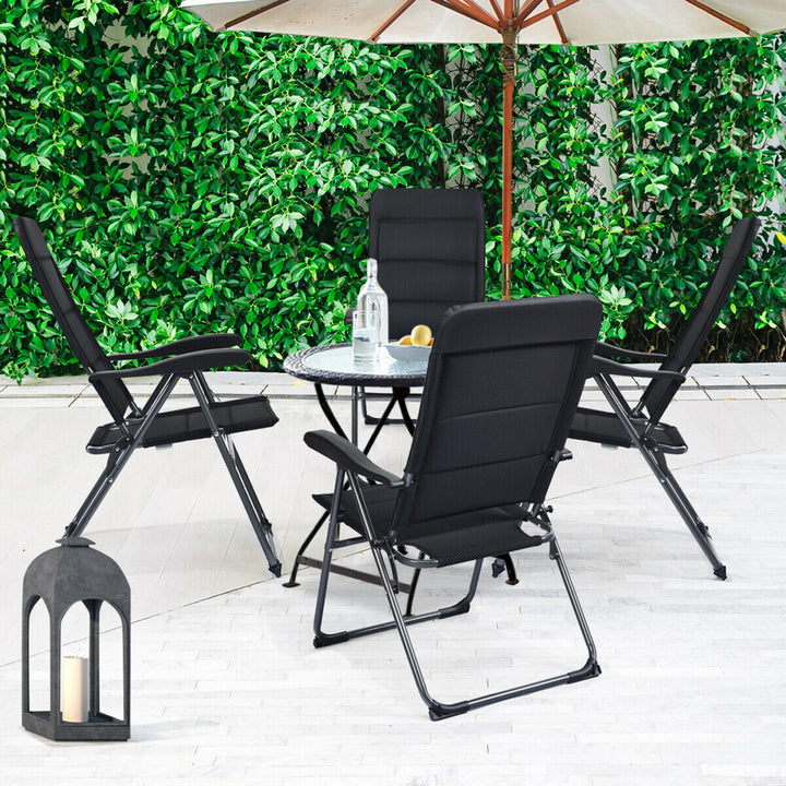 4PCS Patio Folding Chairs Back Adjustable Reclining Padded Garden Furniture Image 4