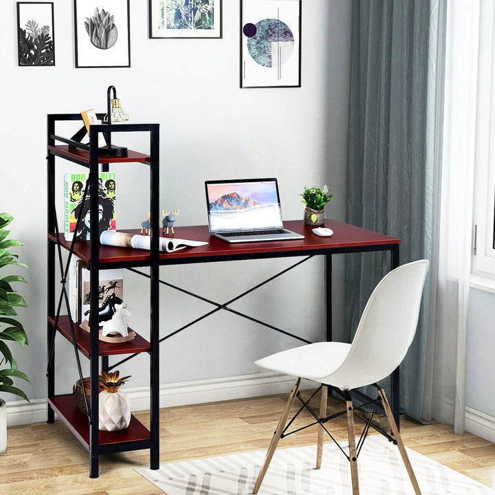 47.5 Computer Desk Writing Desk Study Table Workstation With 4-Tier Shelves Image 4