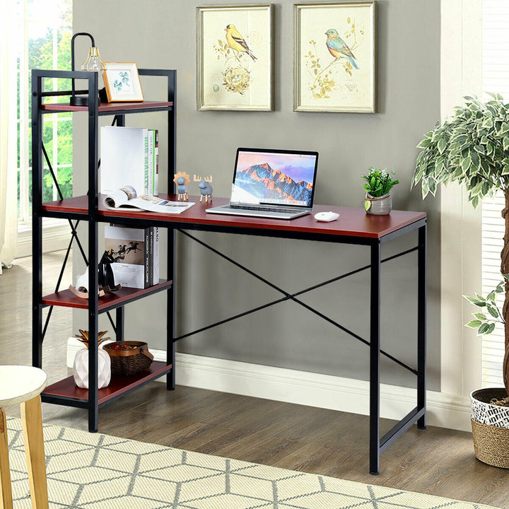 47.5 Computer Desk Writing Desk Study Table Workstation With 4-Tier Shelves Image 5