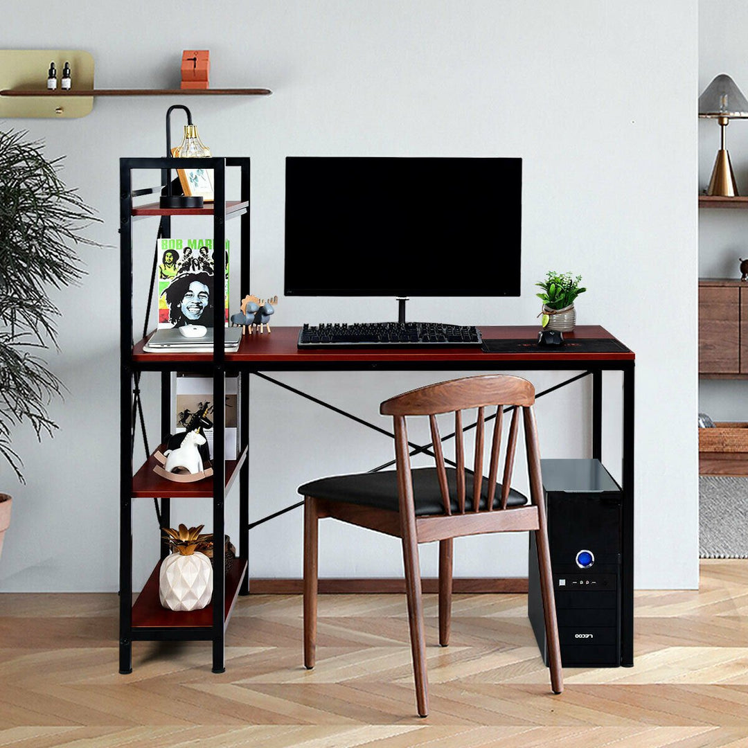 47.5 Computer Desk Writing Desk Study Table Workstation With 4-Tier Shelves Image 6