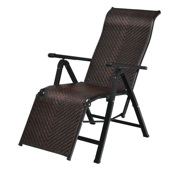 Patio Rattan Folding Lounge Chair Recliner Back Adjustable Beach Yard Pool Image 6