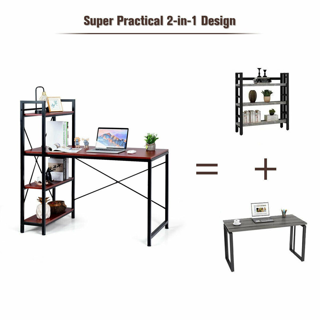 47.5 Computer Desk Writing Desk Study Table Workstation With 4-Tier Shelves Image 8