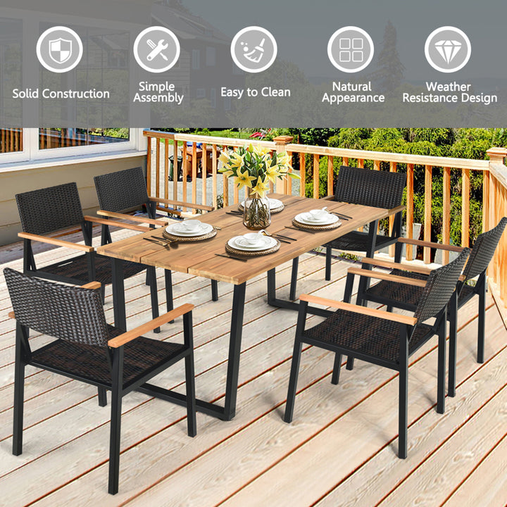 Patented 7PCS Patio Garden Dining Set Outdoor Dining Furniture Set w/ Umbrella Hole Image 8