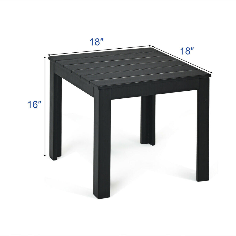 Wooden Square Side End Table Patio Coffee Bistro Table Indoor Outdoor Black Image 2