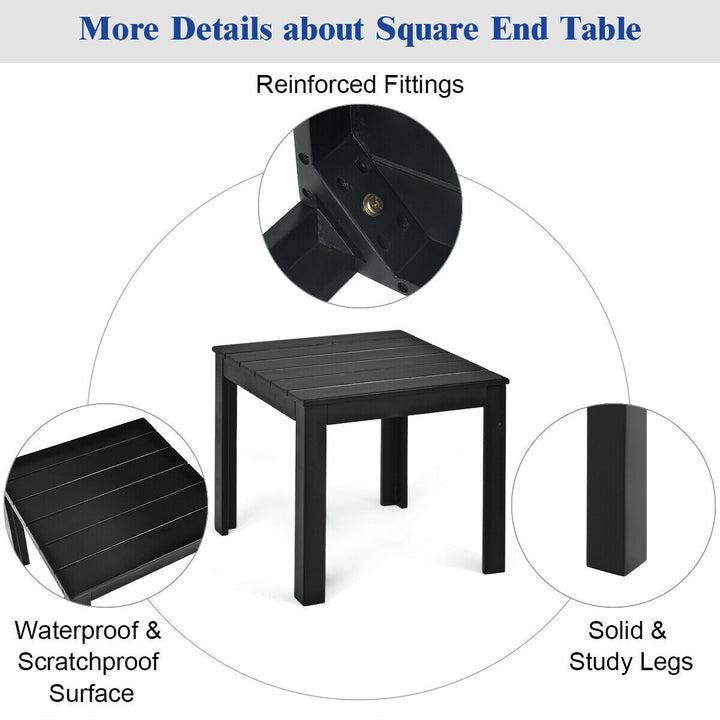 Wooden Square Side End Table Patio Coffee Bistro Table Indoor Outdoor Black Image 10