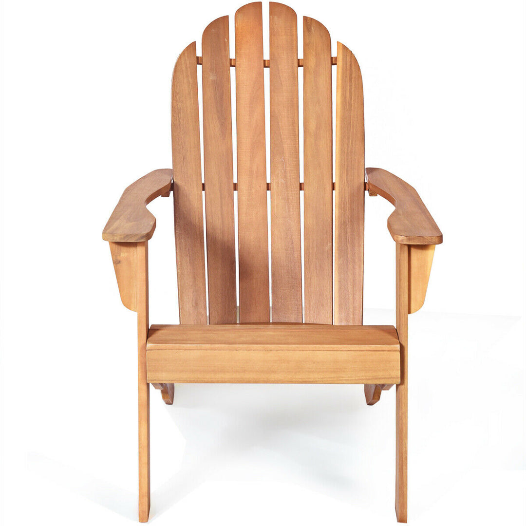 2PCS Wooden Classic Adirondack Chair Lounge Chair Outdoor Patio Natural Image 5