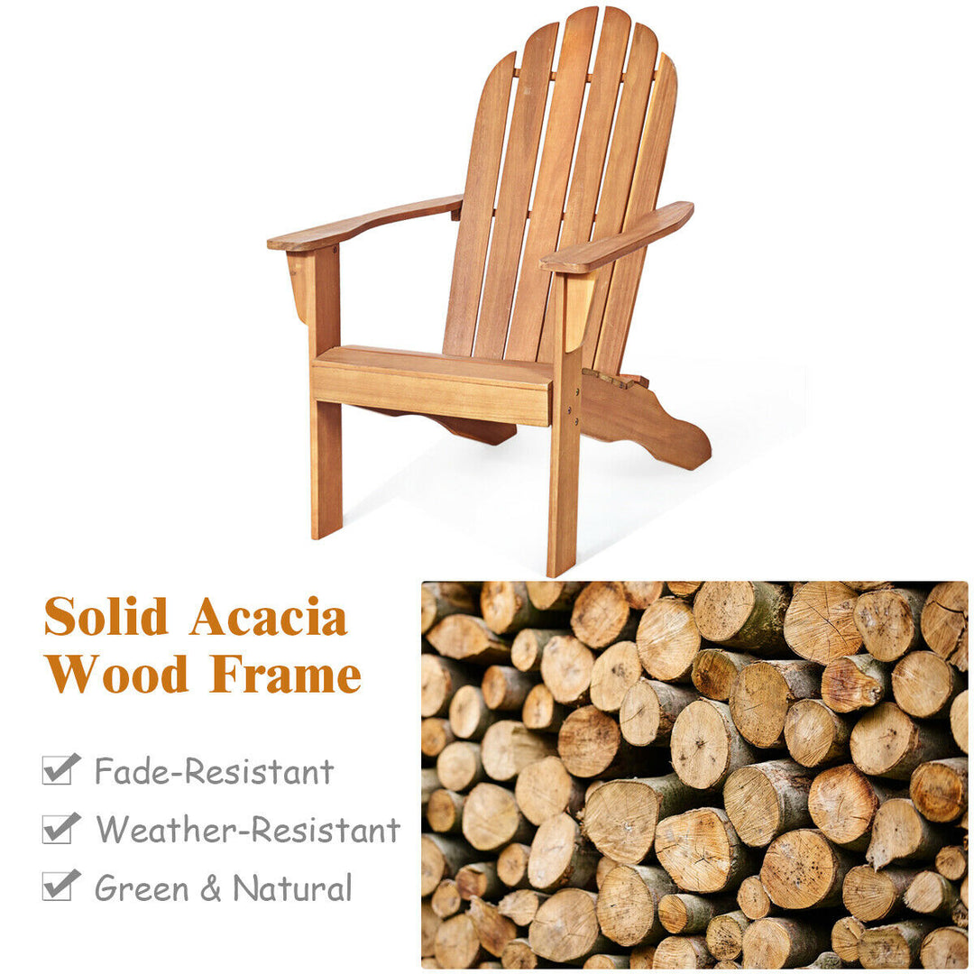 2PCS Wooden Classic Adirondack Chair Lounge Chair Outdoor Patio Natural Image 7