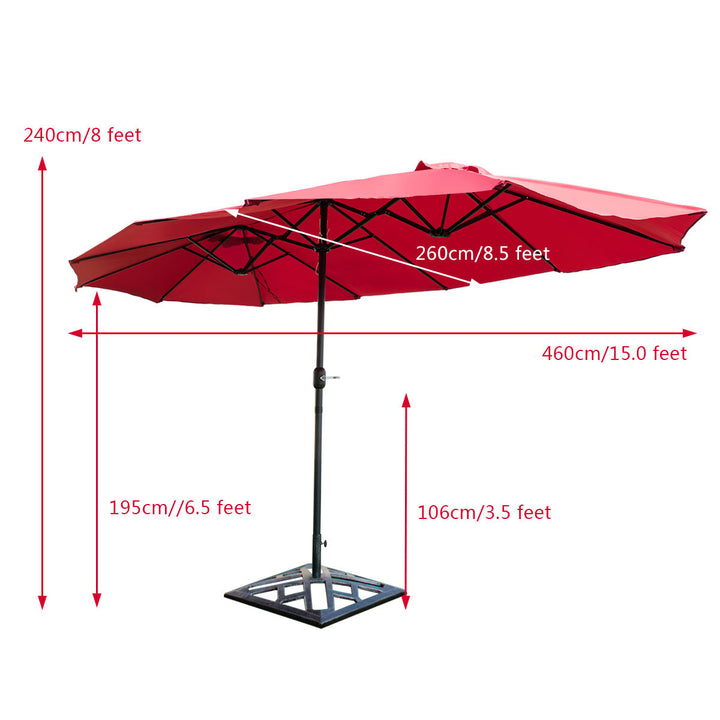 Outdoor Patio Umbrella 15 Market Umbrella Double-Sided with Crank Image 5