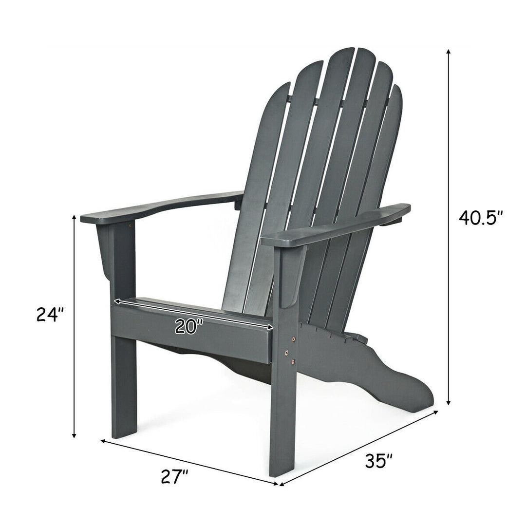 2PCS Wooden Classic Adirondack Chair Lounge Chair Outdoor Patio Grey Image 3