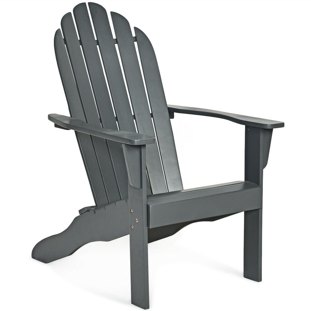 2PCS Wooden Classic Adirondack Chair Lounge Chair Outdoor Patio Grey Image 5