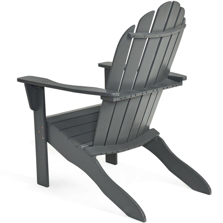 2PCS Wooden Classic Adirondack Chair Lounge Chair Outdoor Patio Grey Image 6