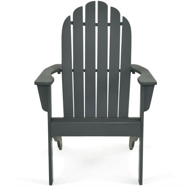 2PCS Wooden Classic Adirondack Chair Lounge Chair Outdoor Patio Grey Image 7