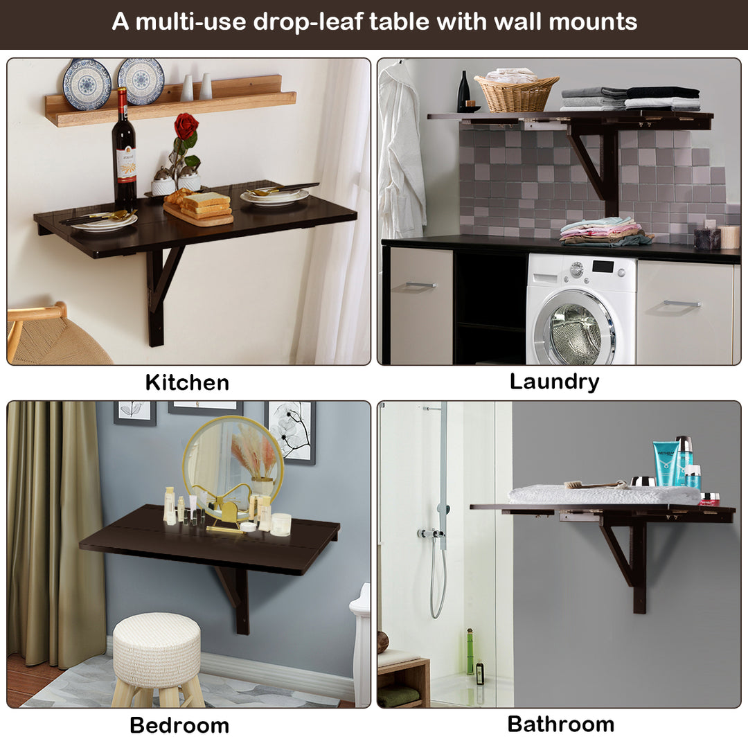 Wall-Mounted Drop-Leaf Table Folding Kitchen Dining Table Desk Space Saver Image 8