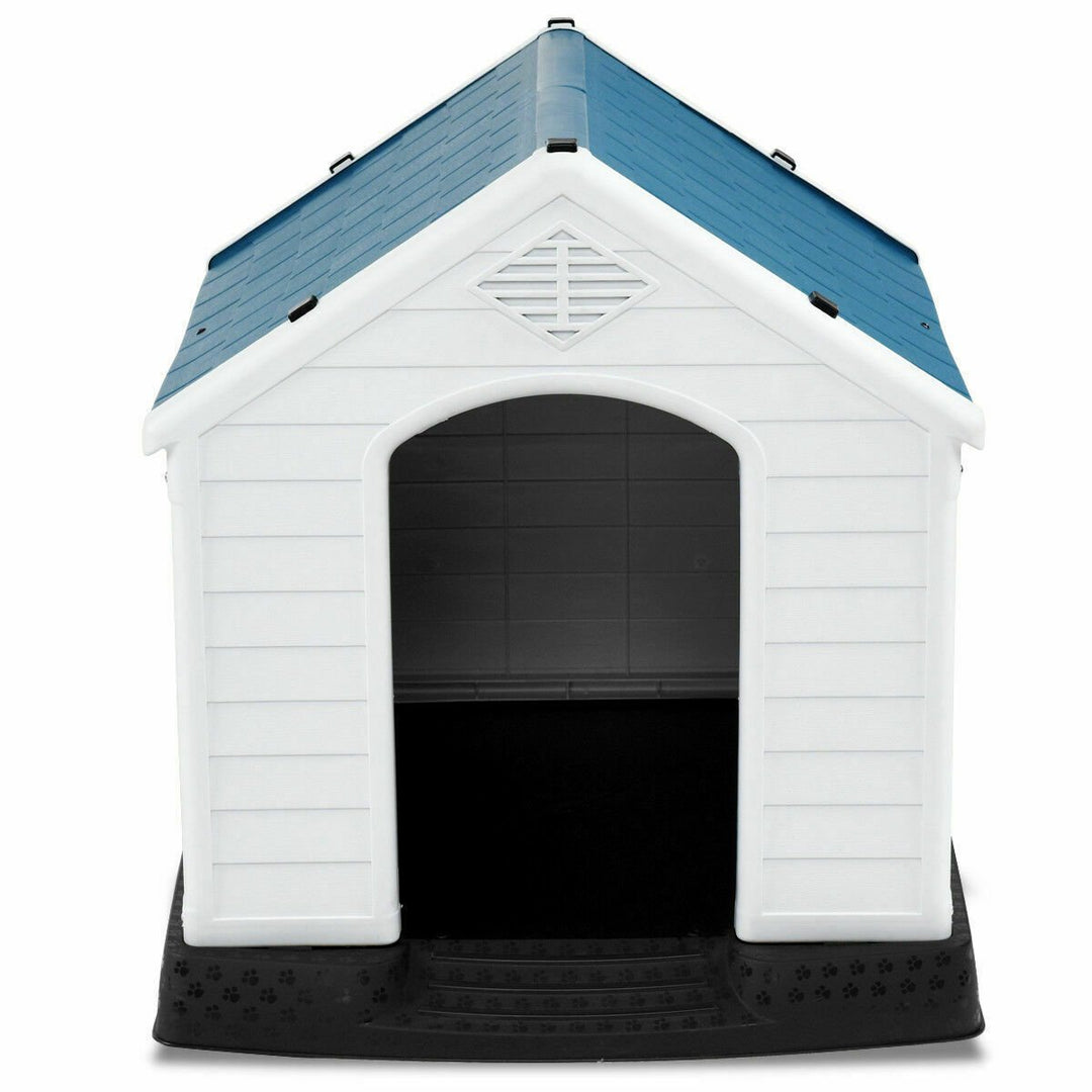 Plastic Dog House Pet Puppy Shelter Waterproof Indoor/Outdoor Ventilate Blue Image 5