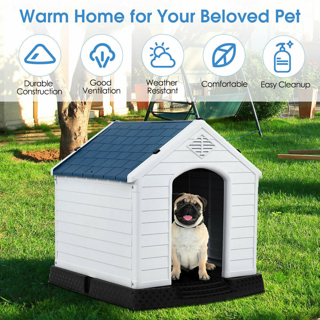 Plastic Dog House Pet Puppy Shelter Waterproof Indoor/Outdoor Ventilate Blue Image 6