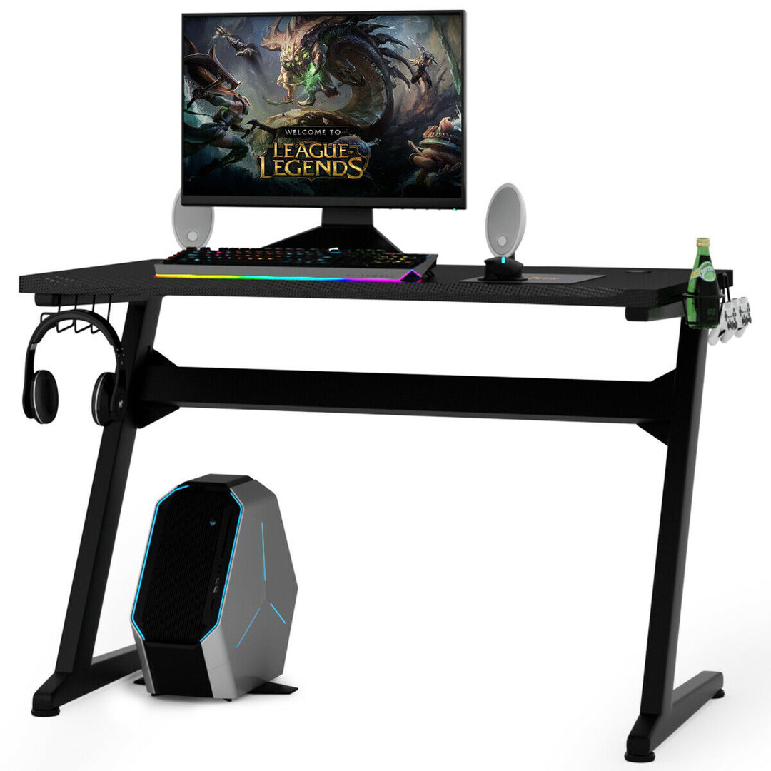 Gaming Desk Computer Studio Desk PC Table Z Shape Gamer Workstation w/Mousepad Image 1