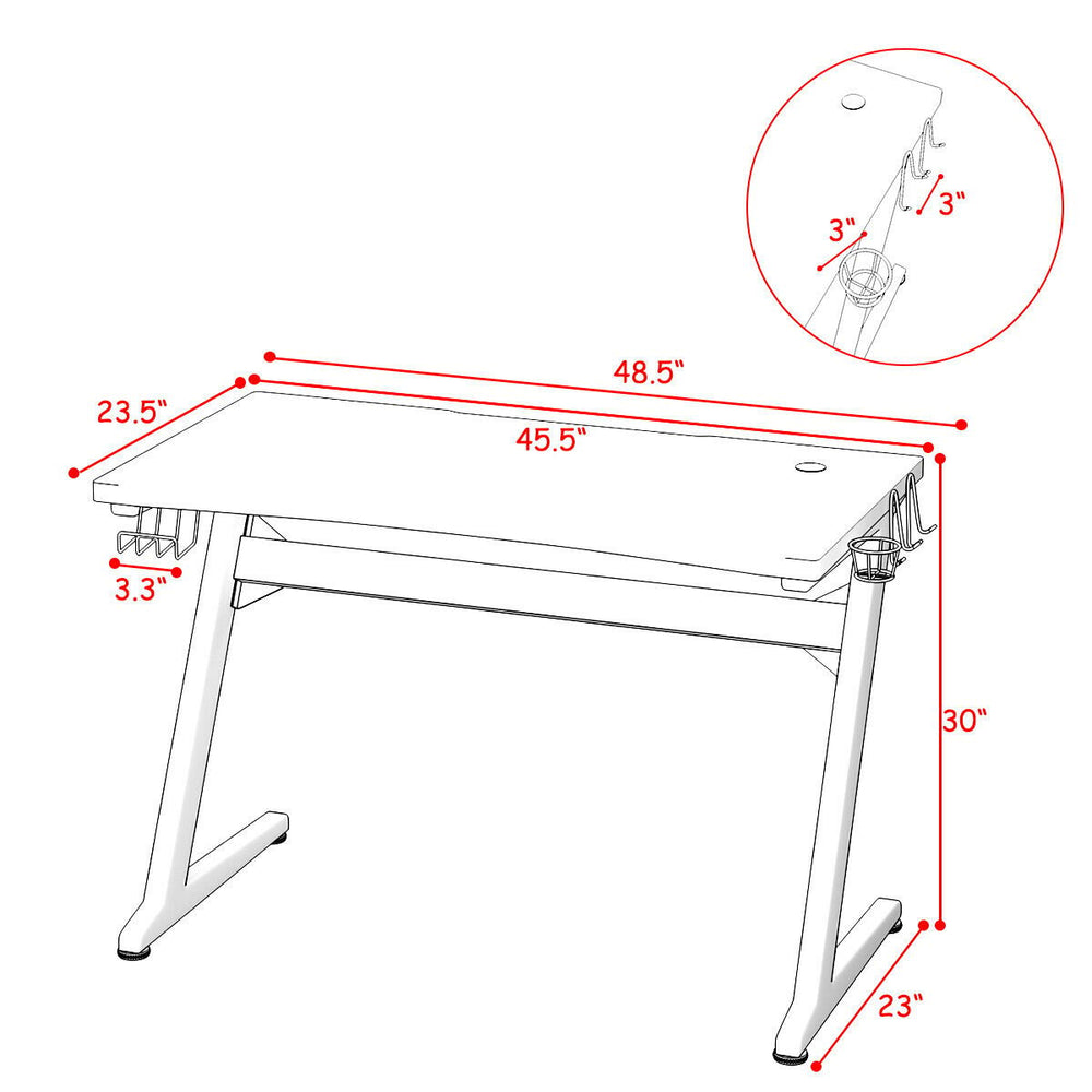 Gaming Desk Computer Studio Desk PC Table Z Shape Gamer Workstation w/Mousepad Image 2