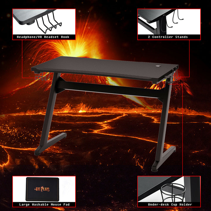 Gaming Desk Computer Studio Desk PC Table Z Shape Gamer Workstation w/Mousepad Image 7