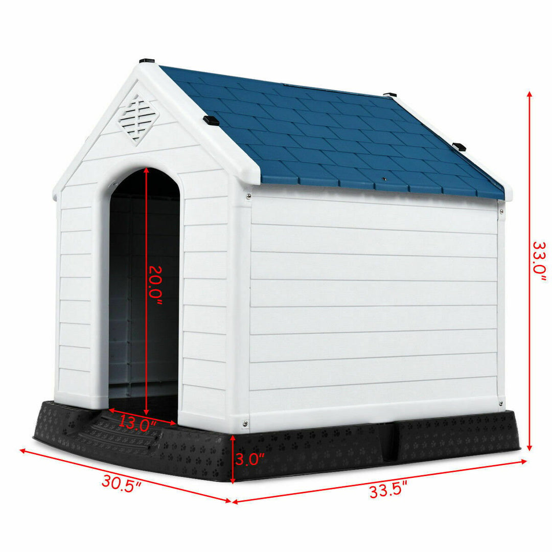 Plastic Dog House Medium-Sized Pet Puppy Shelter Waterproof Ventilate Blue Image 4